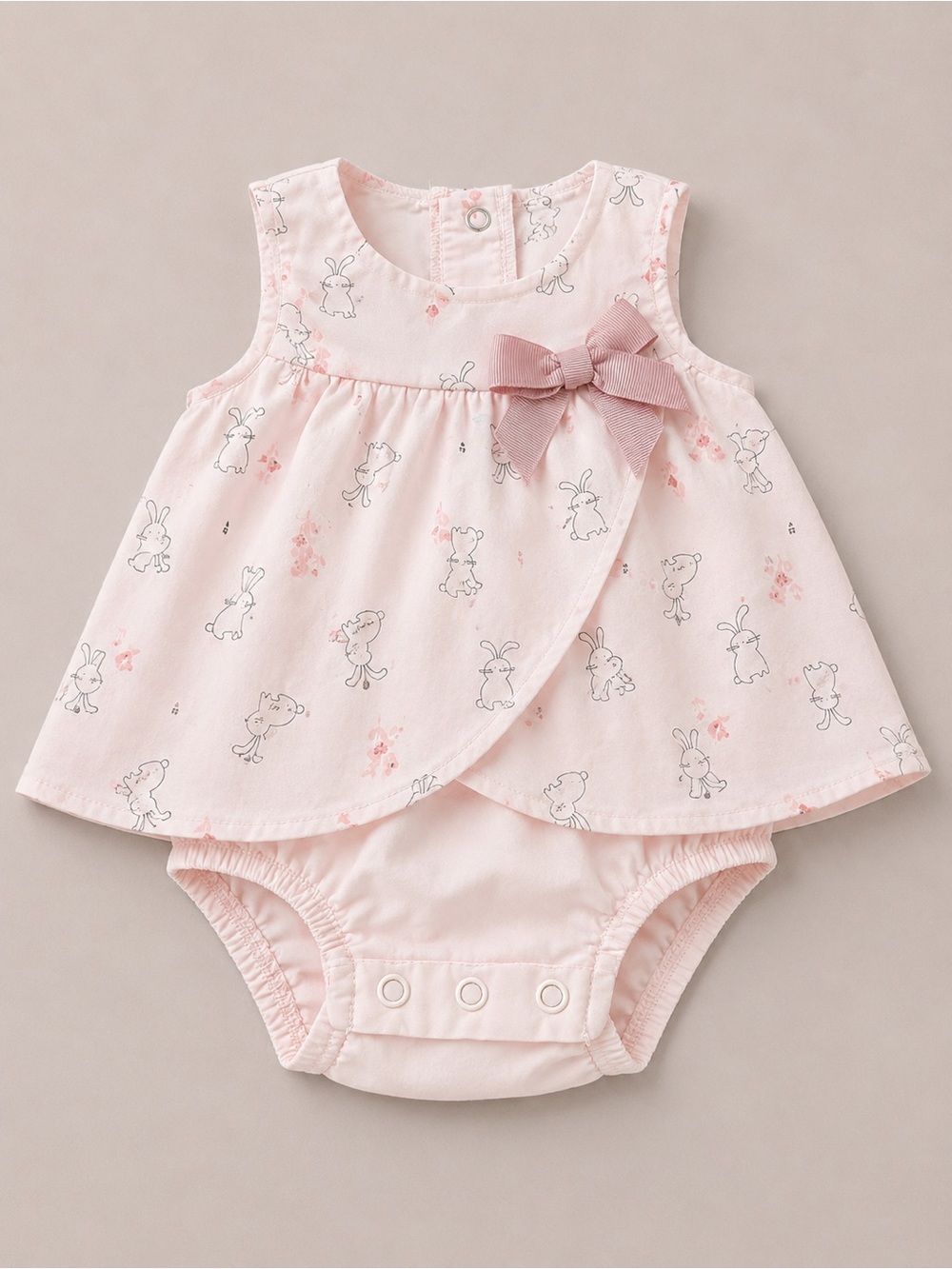 Carter’s - Onesie Dress W/ Bunny Print & Bow On Front (Cotton) - NB
